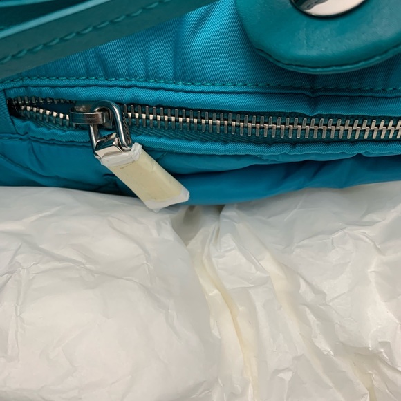 Authentic Prada Puffy Turquoise tote with crossbody strap - Picture 8 of 16